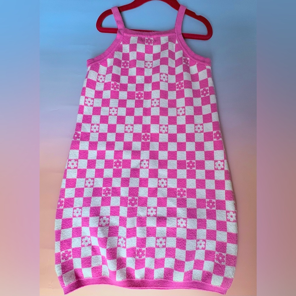 Paisley Lane Pink and White Checkered Dress